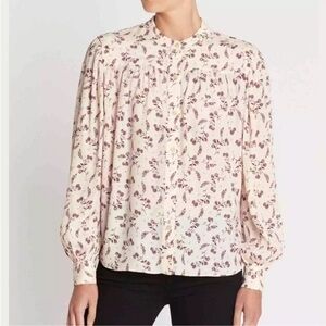 Frame Denim Pink Buttoned Blouse with Mandarin Collar